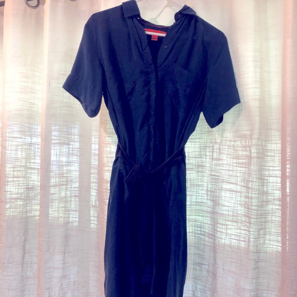 Hilfiger collection, blue 100% silk pocket dress made in Italy